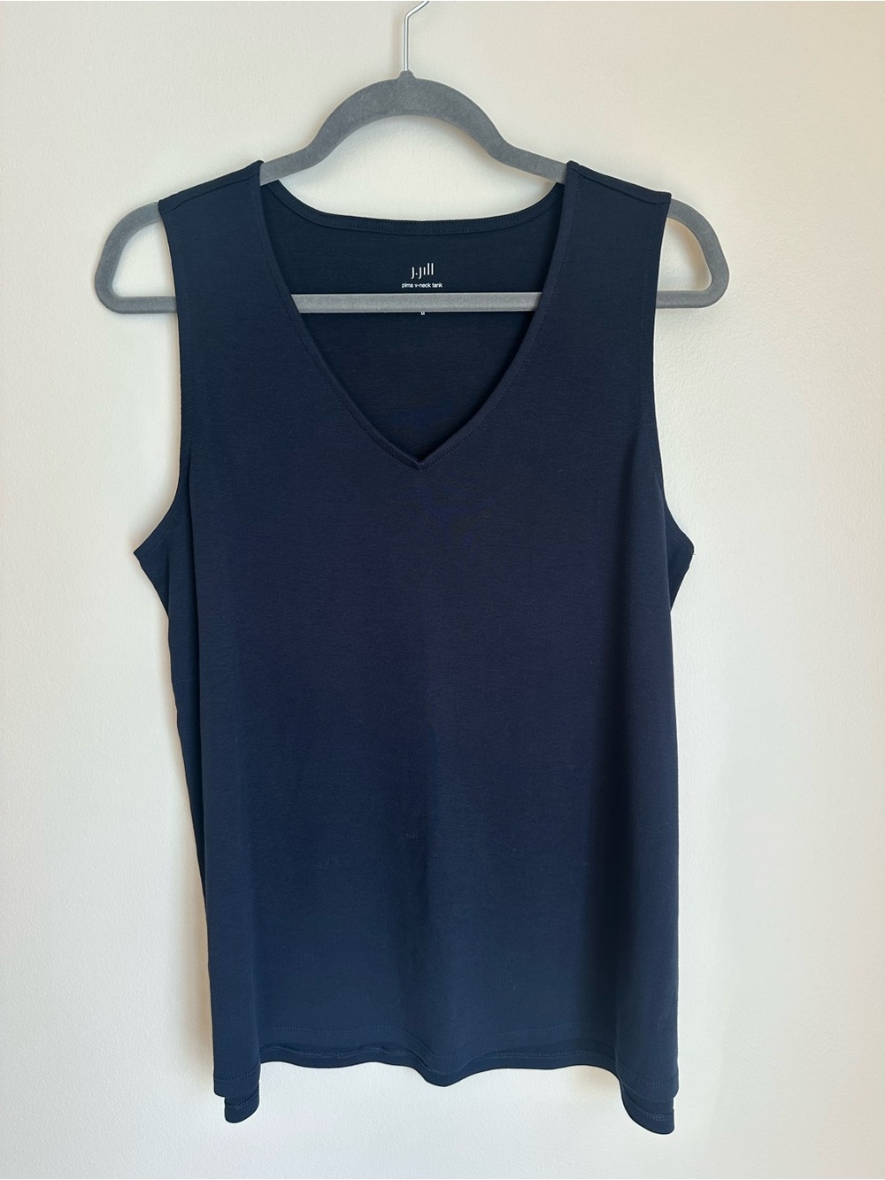 J. Jill Pima V-Neck Tank Top Bundle Navy Light Blue Casual 100% Cotton Medium - Picture 9 of 11